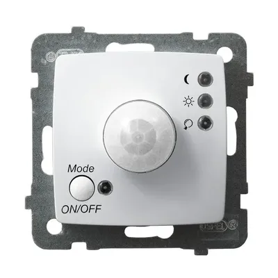 Elektroniczny czujnik ruchu Ospel Biały Karo - ŁP-16S/m/00 z pokrętłem i przyciskiem ON/OFF