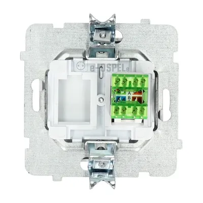 Gniazdo komputerowe pojedyncze RJ45, kat.5e Biały As Ospel GPK-1G/K/m/00 - widok z tyłu z zaciskami