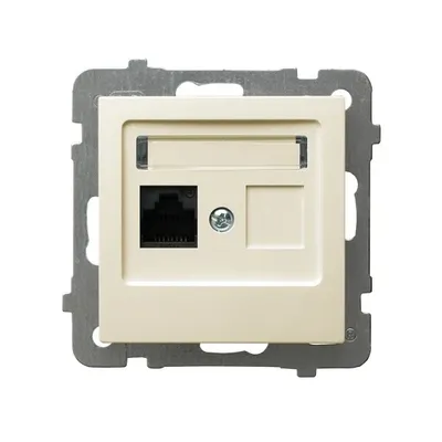 Gniazdo komputerowe pojedyncze RJ45, kat. 5e, kolor ecru, producent Ospel, seria As