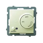 Regulator temperatury z czujnikiem napowietrznym Ecru As RTP-1GN/m/27 Ospel z pokrętłem regulacji od 5°C do 40°C i przyciskiem ON/OFF.