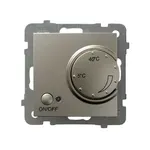 Regulator temperatury z czujnikiem napowietrznym Satyna light As Ospel RTP-1GN/m/45 z pokrętłem regulacji od 5°C do 40°C i przyciskiem ON/OFF.