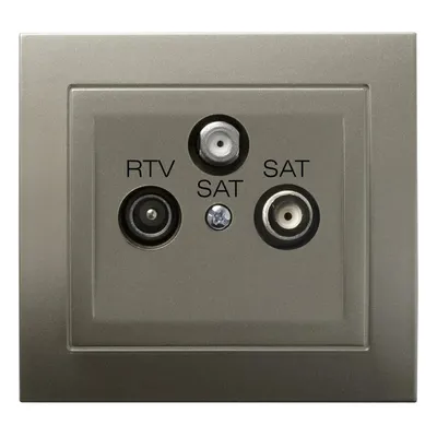 Gniazdo antenowe RTV-SAT Ospel GPA-W2S/45 z dwoma wyjściami SAT i jednym RTV, kolor satyna light.