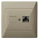 Gniazdo komputerowe RJ45 kat. 5e, pojedyncze, w kolorze beżowym, producent Ospel.