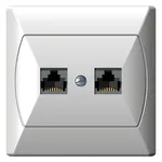 Gniazdo komputerowe podwójne RJ45, kategoria 5e, białe, producent Ospel, seria Akcent