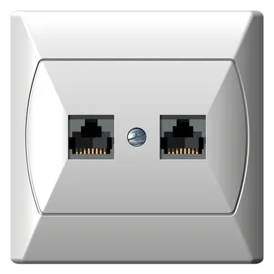 Gniazdo komputerowe podwójne RJ45, kategoria 5e, białe, producent Ospel, seria Akcent