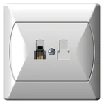 Gniazdo telefoniczne pojedyncze Ospel Biały Akcent GPT-1A/00 z jednym gniazdem RJ11 i jednym gniazdem RJ45.