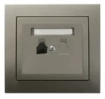 Gniazdo telefoniczne pojedyncze Ospel Satyna light Kier GPT-1W/45 z jednym portem RJ11 i miejscem na etykietę.