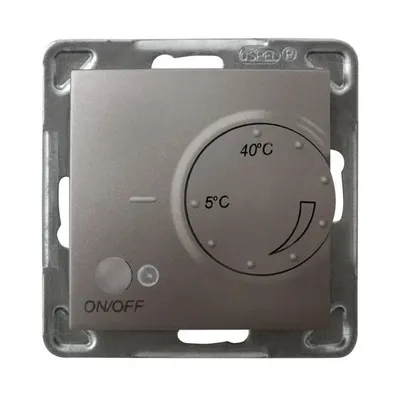 Regulator temperatury Ospel Tytan Impresja RTP-1YN/m/23 z czujnikiem napowietrznym, regulacja od 5°C do 40°C, przycisk ON/OFF.