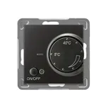 Regulator temperatury z czujnikiem napowietrznym Antracyt Impresja RTP-1YN/m/50 Ospel z pokrętłem regulacji 5-40°C i przyciskiem ON/OFF.