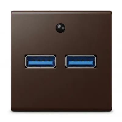 Ładowarka podwójna USB typu A+A Ospel w kolorze czekoladowego metaliku, model GK-2USB/40.