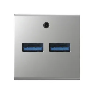 Ładowarka podwójna USB typu A+A Srebro mat Ospel45 - GK-2USB/38 z dwoma portami USB 3.0.