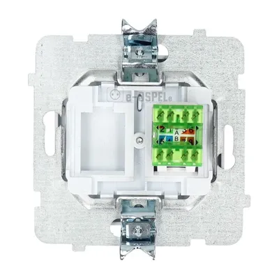 Gniazdo komputerowe Ospel Sonata GPK-1R/K/m/00, białe, kat. 5e, z zaciskami LSA do sieci Ethernet.