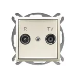 Gniazdo RTV przelotowe 10dB Ecru Aria GPA-10UP/m/27 Ospel z wejściem radiowym i telewizyjnym.