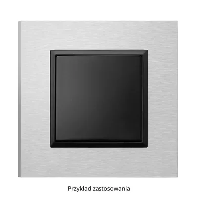 Ramka pojedyncza Ospel Aria Prestige R-1UAC/62/25 ze szczotkowanego aluminium z czarnym środkiem, idealna do nowoczesnych wnętrz.