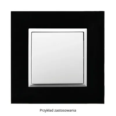 Ramka pojedyncza Ospel Aria Prestige R-1UGC/32/25 z czarnego szkła z białym klawiszem, elegancka i nowoczesna.