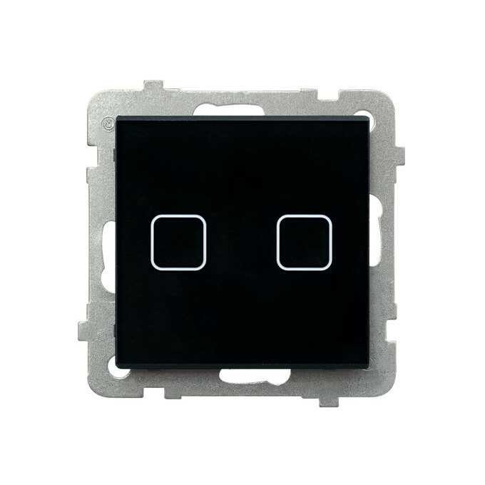 Łącznik dotykowy podwójny schodowy/podwójny krzyżowy z podświetleniem Czarne Szkło Sonata Touch - ŁPD-26RS/m/32