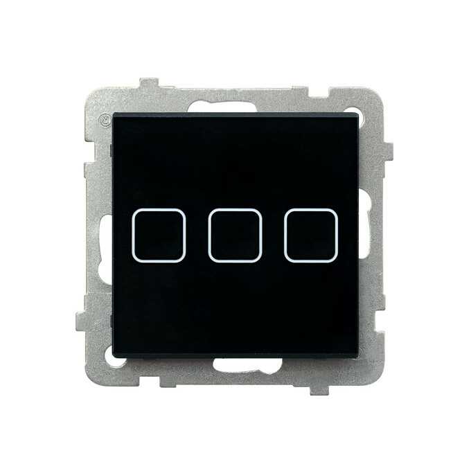 Łącznik dotykowy potrójny z podświetleniem Czarne Szkło Sonata Touch - ŁPD-13RS/m/32