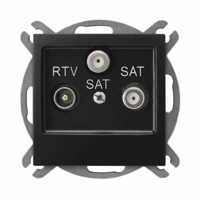 Gniazdo antenowe RTV-SAT z dwoma wyjściami SAT Czarny mat - GPA-Y2S/m/33 Impresja