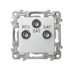 Gniazdo RTV-SAT Ospel Biały Szafir z dwoma wyjściami SAT, model GPA-Z2S/m/00, na białym tle.