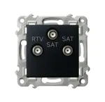 Gniazdo RTV-SAT Ospel Szafir z dwoma wyjściami SAT, kolor czarny matowy, model GPA-Z2S/m/33.