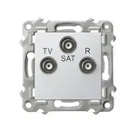 Gniazdo RTV-SAT końcowe Ospel Biały Szafir GPA-ZS/m/00 z trzema wejściami: TV, SAT, R.