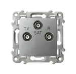 Gniazdo RTV-SAT końcowe Ospel Srebrny Szafir GPA-ZS/m/18 z oznaczeniami TV, SAT, R.
