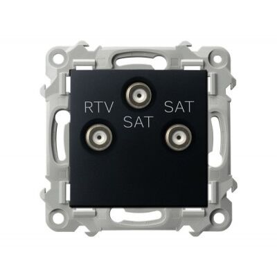 Gniazdo RTV-SAT z dwoma wyjściami SAT Czarny metalik Ospel Szafir - GPA-Z2S/m/33