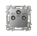 Gniazdo RTV-SAT z dwoma wyjściami SAT Srebrny Ospel Szafir - GPA-Z2S/m/18
