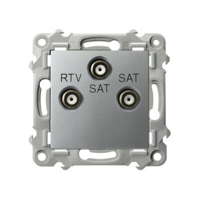 Gniazdo RTV-SAT z dwoma wyjściami SAT Srebrny Ospel Szafir - GPA-Z2S/m/18