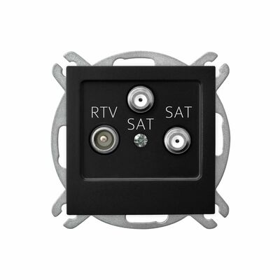Gniazdo antenowe RTV-SAT z dwoma wyjściami SAT Czarny metalik - GPA-G2S/m/33 As