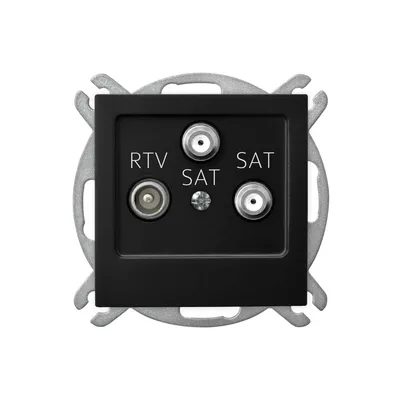 Gniazdo antenowe RTV-SAT z dwoma wyjściami SAT, czarny matowy, producent Ospel, model GPA-G2S/m/33