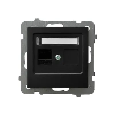 Gniazdo komputerowe pojedyncze RJ45, kat. 5e, czarne matowe, producent Ospel, seria As