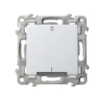 Łącznik dwubiegunowy z podświetleniem Biały Szafir Ospel ŁP-11ZS/m/00, biały, z szarym mechanizmem.