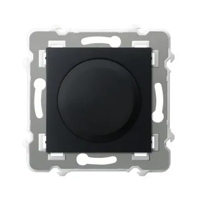 Ściemniacz uniwersalny do LED Ospel Szafir, czarny matowy, model ŁP-8ZL2/m/33, z ramką montażową.