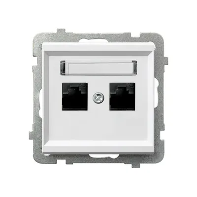 Gniazdo komputerowe podwójne RJ45, kat.6, białe, połysk, Ospel Sonata - GPK-2R/K6/m/00