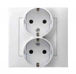 Gniazdo podwójne z uziemieniem Schuko kompletne Biały - GP-2ZS/00 Szafir