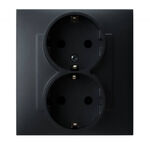 Gniazdo podwójne z uziemieniem Schuko kompletne Czarny metalik - GP-2ZS/33 Szafir