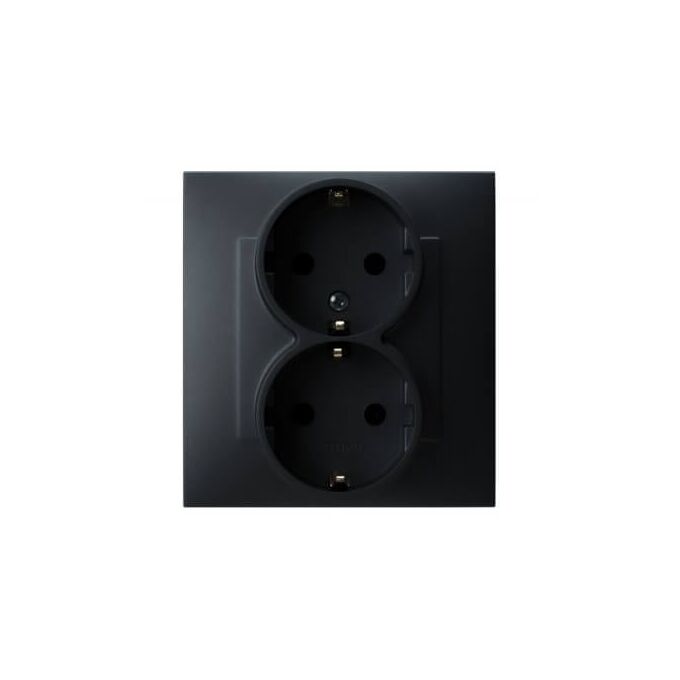 Gniazdo podwójne z uziemieniem Schuko kompletne Czarny metalik - GP-2ZS/33 Szafir