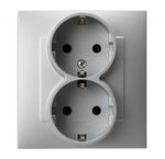 Gniazdo podwójne z uziemieniem Schuko kompletne Srebrny - GP-2ZS/18 Szafir