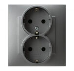 Gniazdo podwójne z uziemieniem Schuko kompletne Szary mat - GP-2ZS/70 Szafir