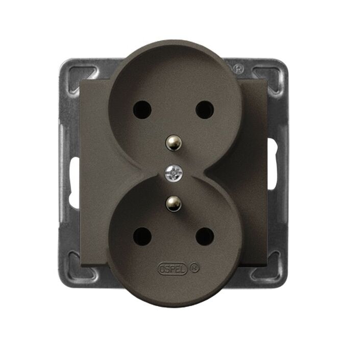 Gniazdo podwójne z uziemieniem (do ramek Prestige 4mm) Czekoladowy - GP-2RRAZ/m/40 Sonata