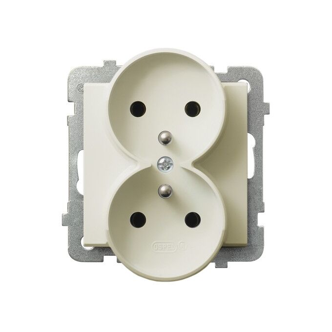 Gniazdo podwójne z uziemieniem (do ramek Prestige 4mm) Ecru - GP-2RRAZ/m/27 Sonata