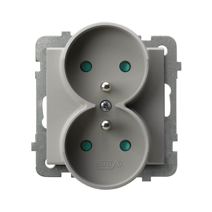 Gniazdo podwójne z uziemieniem i przesłonami (do ramek Prestige 4mm) Kaszmir - GP-2RRAZP/m/82 Sonata