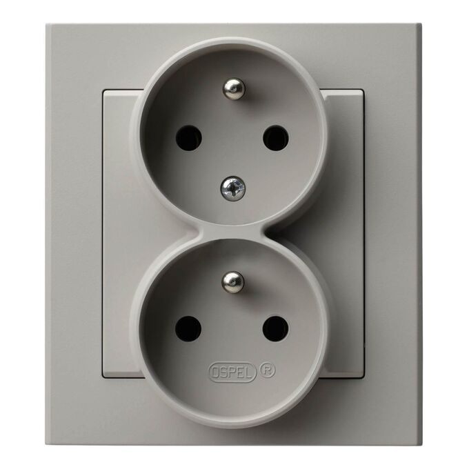 Gniazdo podwójne z uziemieniem z funkcją niezamienności faz kompletne Kaszmir - GP-2RC/82 Sonata