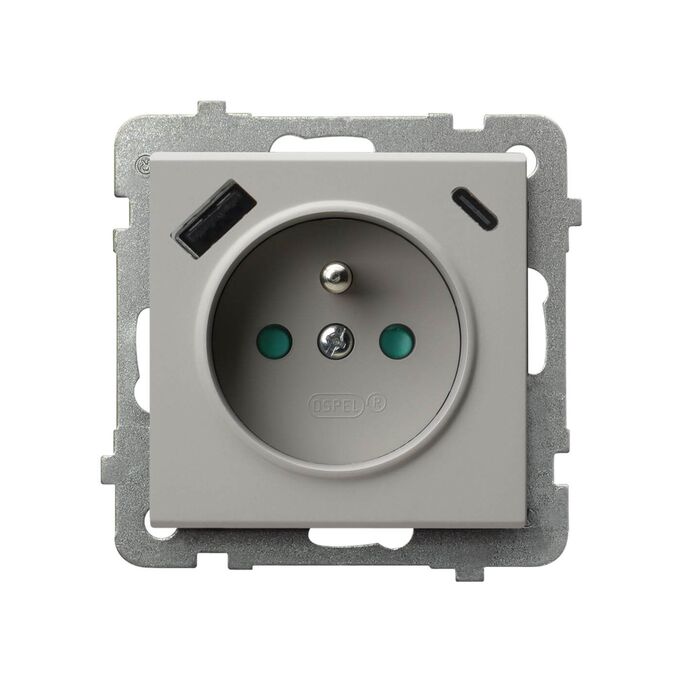 Gniazdo pojedyncze z ładowarką USB typu A+C Kaszmir - GP-1RZPUSBAC/m/82 Sonata