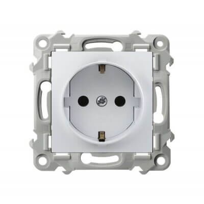 Gniazdo pojedyncze z uziemieniem Schuko Biały - GP-1ZS/m/00 Szafir