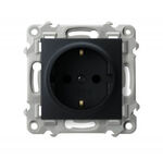 Gniazdo pojedyncze z uziemieniem Schuko Czarny metalik - GP-1ZS/m/33 Szafir