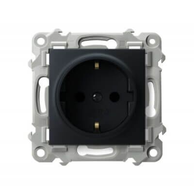 Gniazdo pojedyncze z uziemieniem Schuko Czarny metalik - GP-1ZS/m/33 Szafir