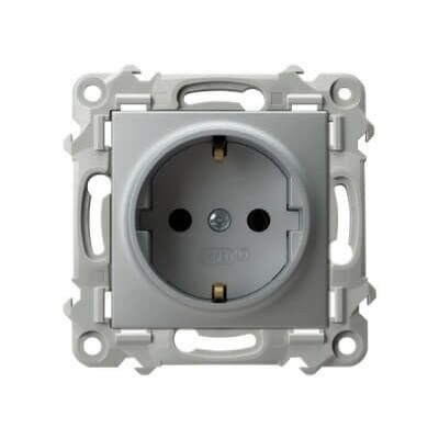 Gniazdo pojedyncze z uziemieniem Schuko Srebrny - GP-1ZS/m/18 Szafir