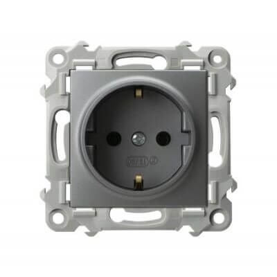 Gniazdo pojedyncze z uziemieniem Schuko Szary mat - GP-1ZS/m/70 Szafir